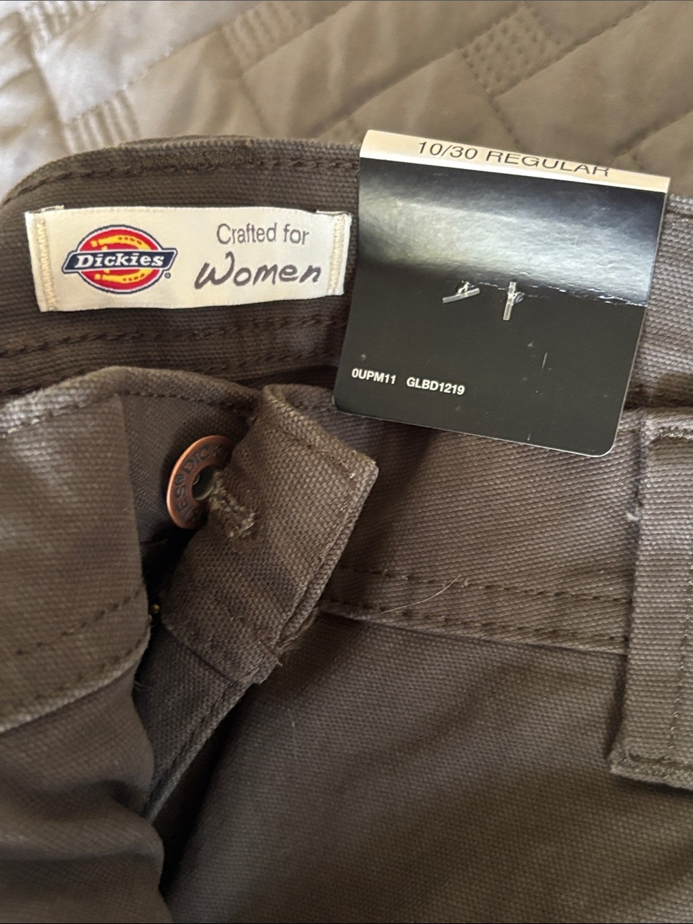 Dickies Women's olive green  Work Pants with Button Waist